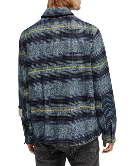 Scotch & Soda Checked Cotton Jacket in Blue for Men | Lyst