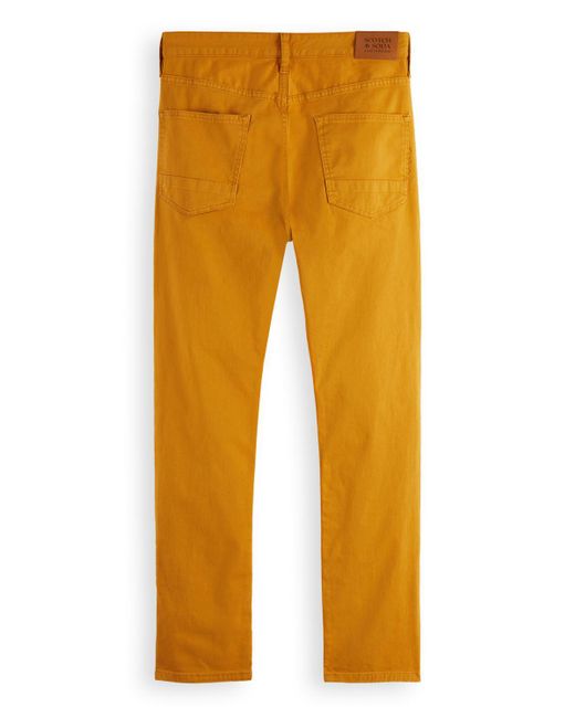Scotch & Soda Orange Ralston Garment-Dyed Regular Slim Fit Trouser Pants for men