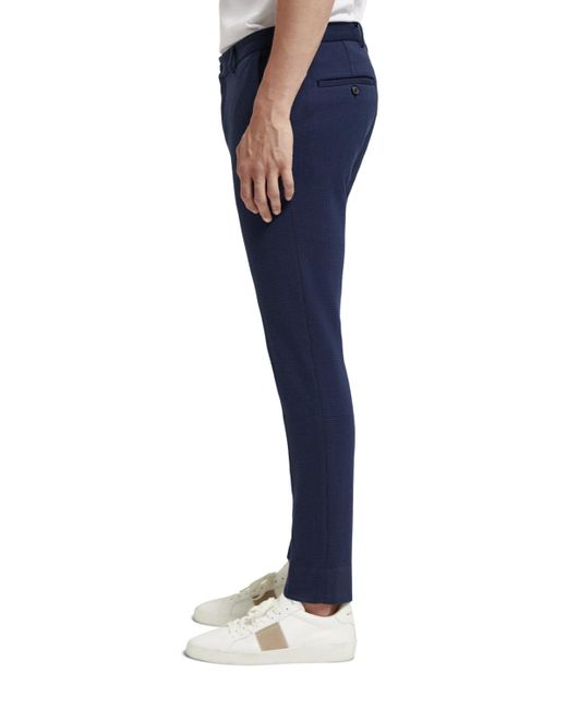 Scotch & Soda Blue Mott Super Slim Fit Yarn-Dyed Chino Pants for men