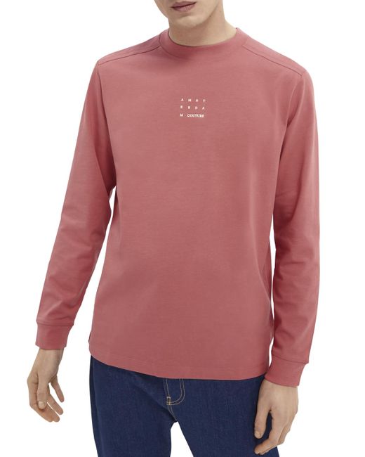 Scotch & Soda Pink Long-Sleeved Organic Cotton T-Shirt for men
