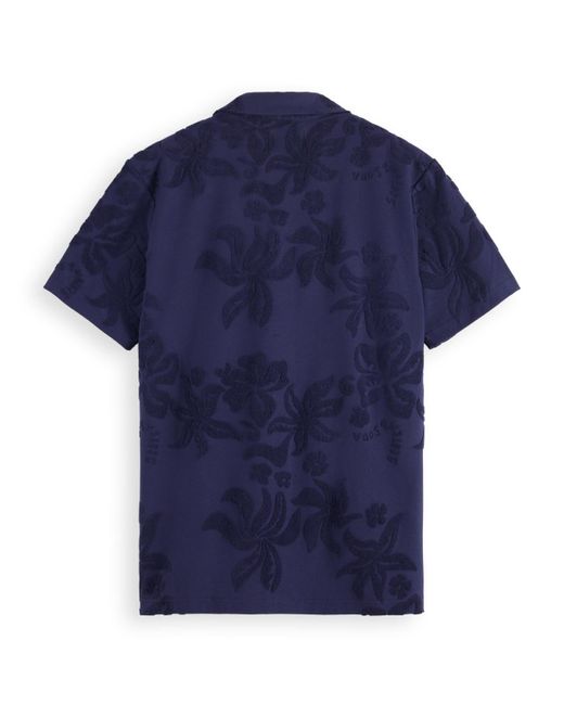 Scotch & Soda Blue 'Terry Jacquard Short Sleeve Shirt for men