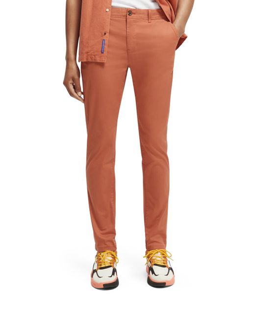 Scotch & Soda Orange The Mott Super Slim-Fit Organic Cotton Chino Pants for men