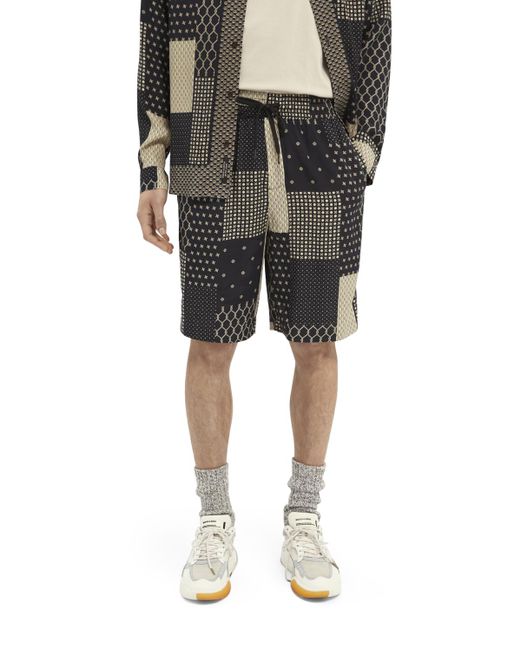 Scotch & Soda Gray Printed Loose-Fit Shorts for men