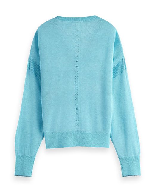 Scotch & Soda Blue Relaxed V-Neck Pullover
