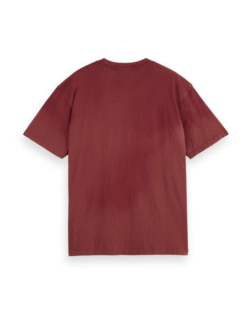 Scotch & Soda Red Loose Fit Vintage Wash T-Shirt for men