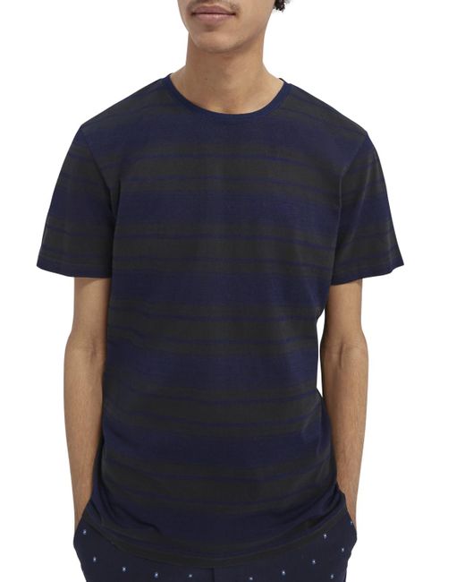 Scotch & Soda Blue Stripe T-Shirt for men