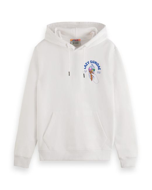 Scotch & Soda White 'Front And Back Artwork Hoodie for men