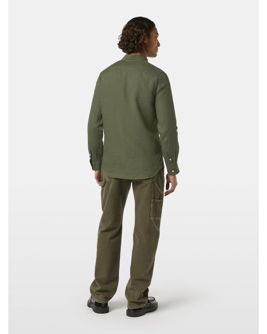 Scotch & Soda Green Regular-Fit Linen Button Down Shirt for men