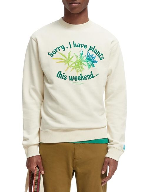 Scotch & Soda Gray Organic Cotton Crewneck Artwork Sweatshirt for men