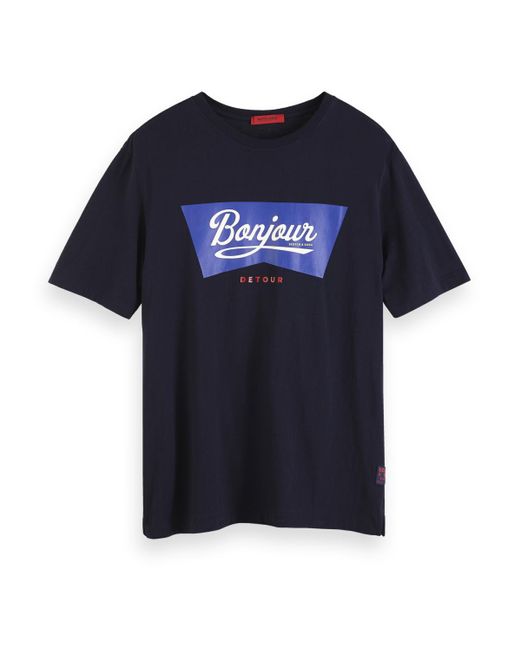 Scotch & Soda Blue Bonjour T-Shirt for men