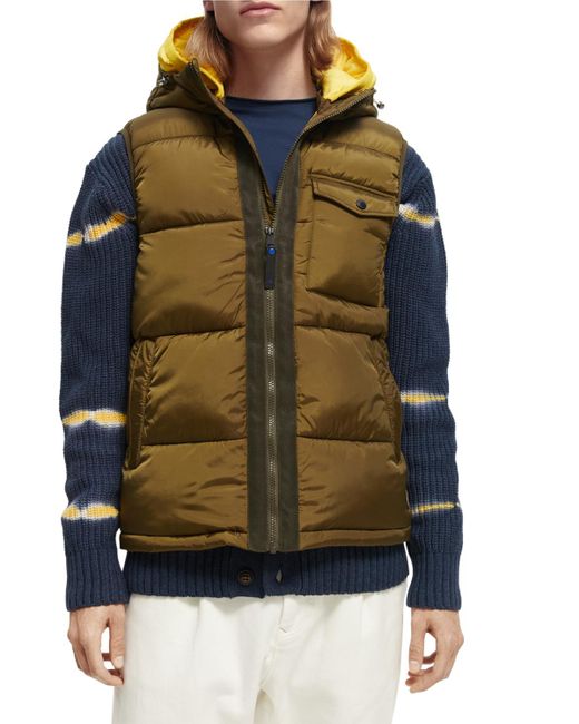 Scotch & Soda Black Hooded Quilted Bodywarmer for men