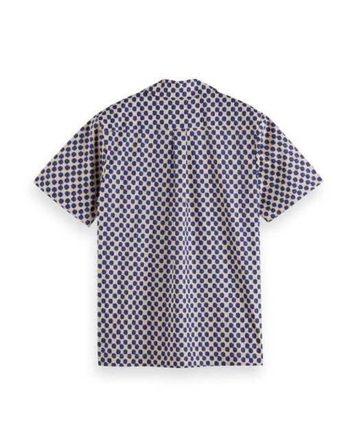Scotch & Soda Blue 'Polka Dot Printed Short Sleeve Shirt for men