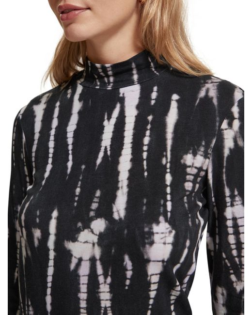 Scotch & Soda Black All Over Printed Long Sleeved T-Shirt