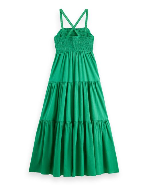 Scotch & Soda Green Maxi Dress With Smock Detail