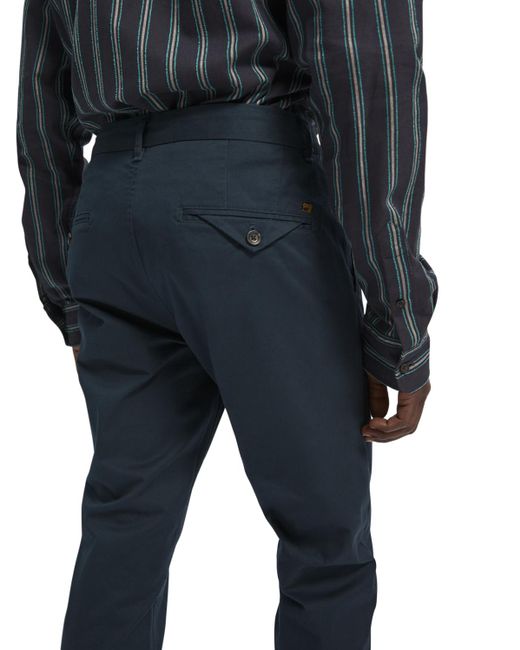Scotch & Soda Blue Mott Super-Slim Fit Classic Twill Chino Pants for men