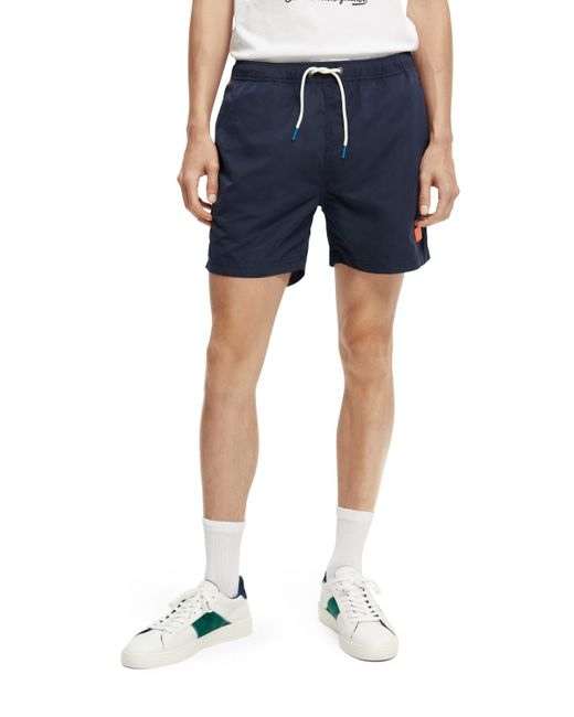 Scotch & Soda Blue Short-Length Printed Swim Shorts for men