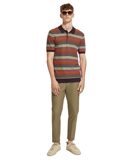 Scotch & Soda Green Structure Knitted Polo for men