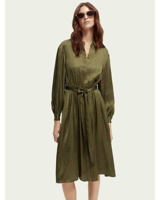 Scotch & Soda Synthetic Karis Relaxed Fit Shirt Dress in Dark Olive ...