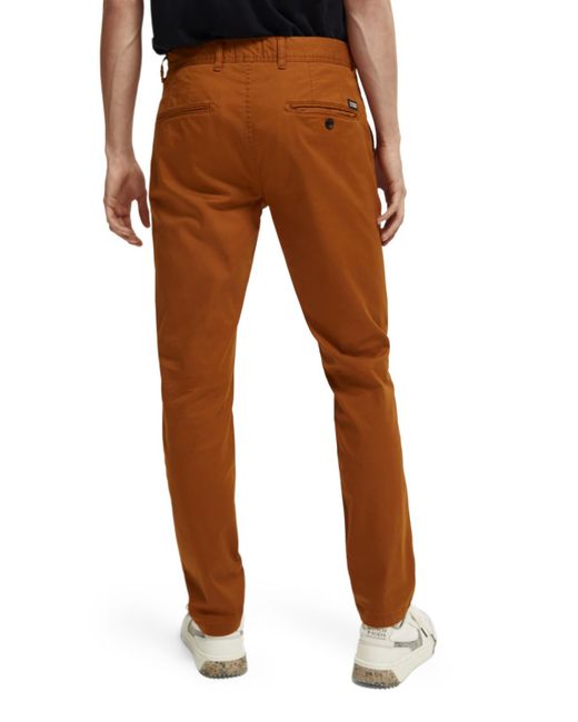 Scotch & Soda Brown Mott Super-Slim Chino Pants for men