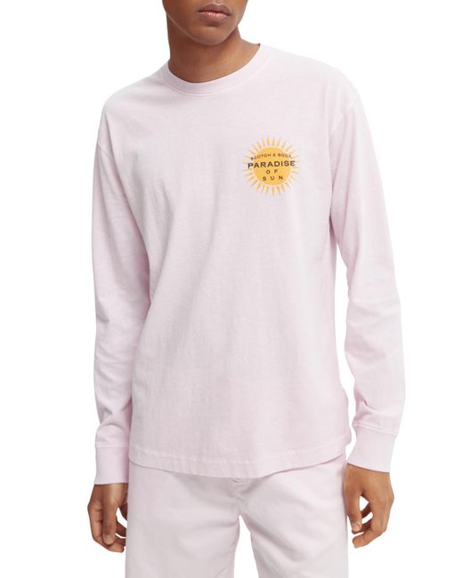 Scotch & Soda Pink Heavy Organic Cotton Long-Sleeved T-Shirt for men
