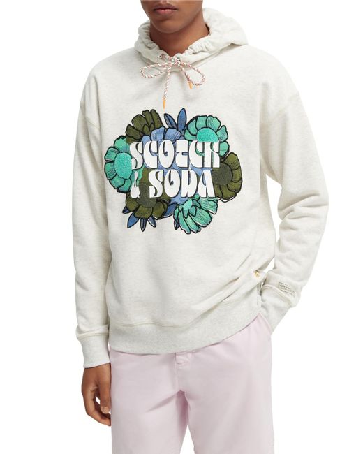 Scotch & Soda Gray Graphic Regular-Fit Hoodie for men