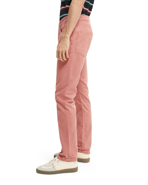 Scotch & Soda Red Ralston Garment-Dyed Regular Slim-Fit Pants for men