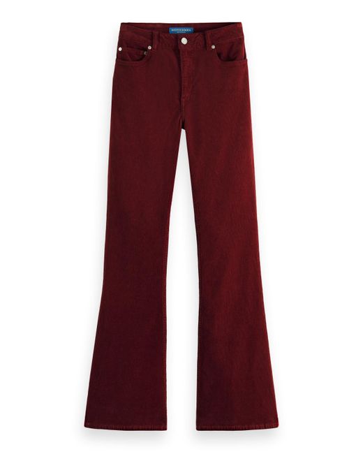 Scotch & Soda Red The Charm Garment-Dyed Corduroy Flare Pants