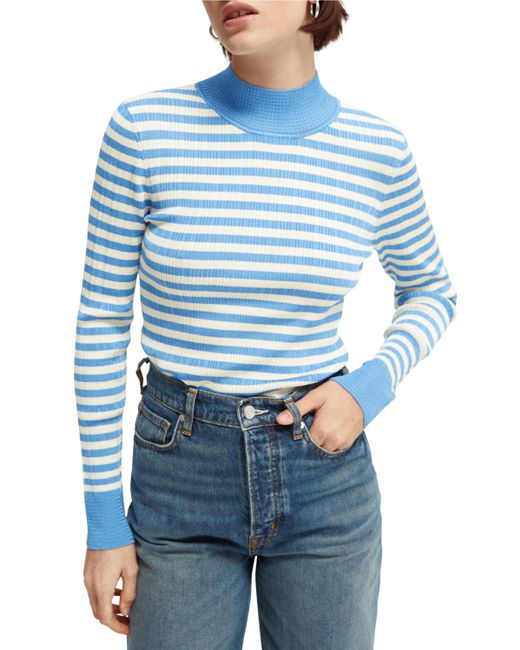 Scotch & Soda Blue Striped Slim-Fit Sweatshirt