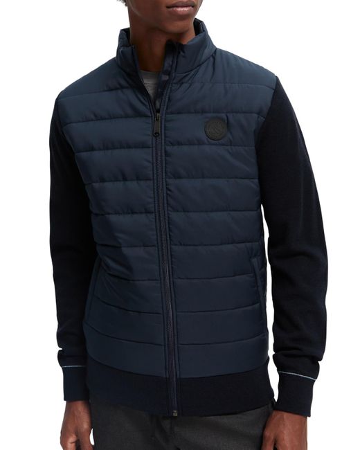 Scotch & Soda Blue Padded Jacket With Knit Sleeves for men