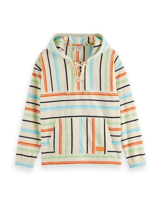 Scotch & Soda Gray 'Towelling Striped Hoodie for men