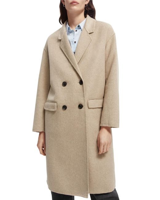 Scotch & Soda Natural 'Double-Breasted Wool-Blended Coat