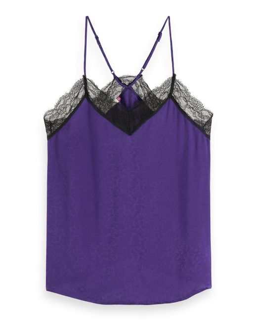 Scotch & Soda Purple Camisole With Lace Detail
