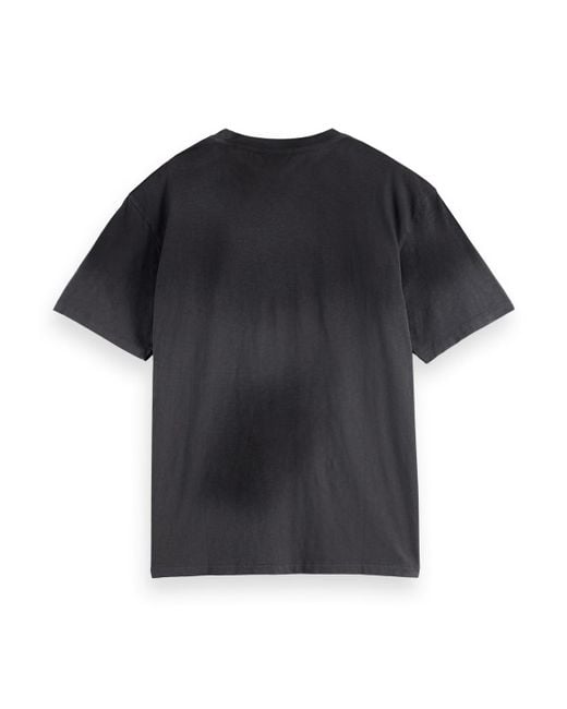 Scotch & Soda Black Loose Fit Vintage Wash T-Shirt for men