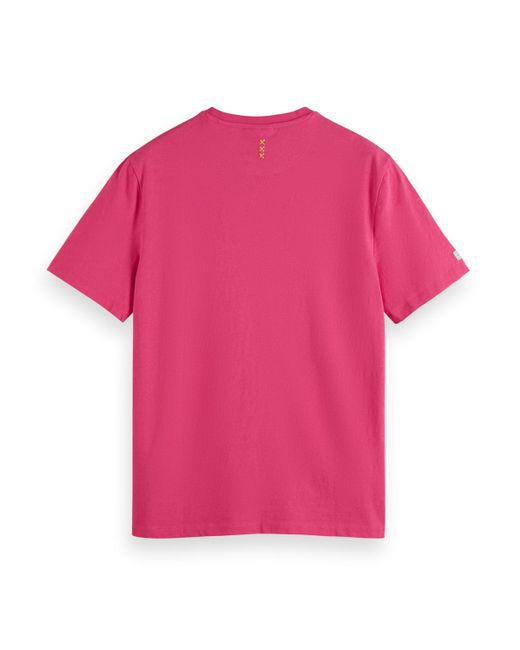 Scotch & Soda Pink Cotton Linen T-Shirt for men