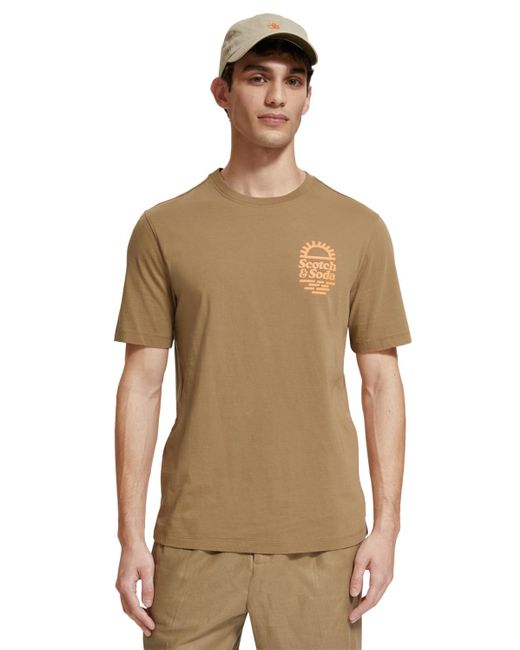Scotch & Soda Gray Sunset Logo Printed T-Shirt for men
