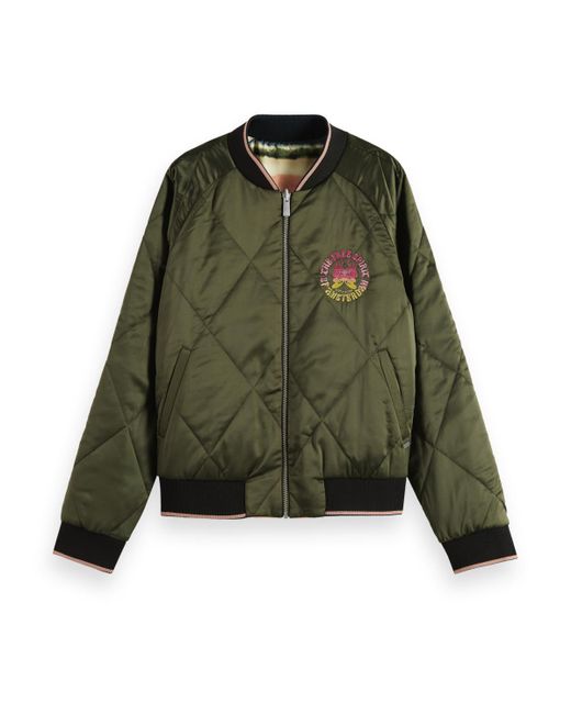 Scotch & Soda Multicolor Embroidered Reversible Bomber Jacket