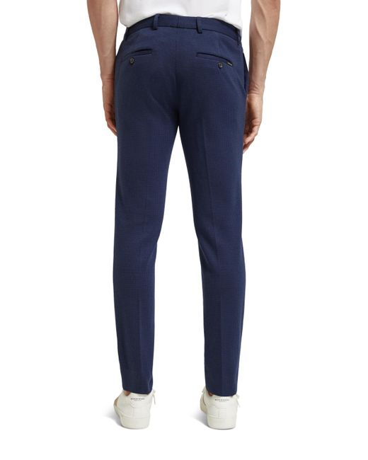 Scotch & Soda Blue Mott Super Slim Fit Yarn-Dyed Chino Pants for men