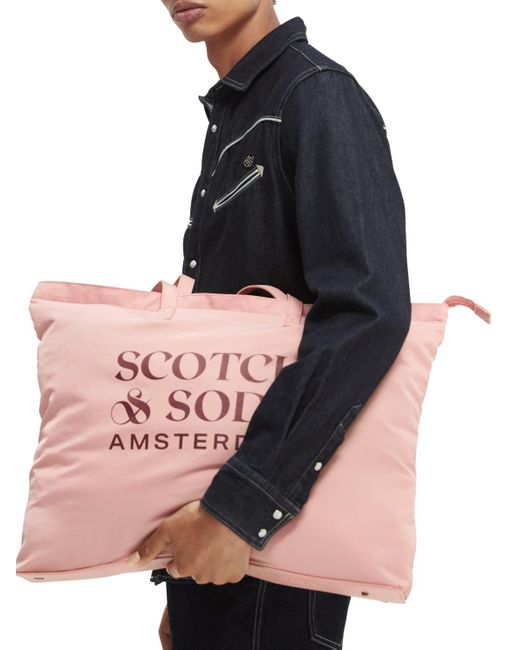 Scotch & Soda Pink The Centraal Foldaway Tote Bag