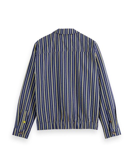 Scotch & Soda Blue 'Striped Seersucker Blouson Jacket for men