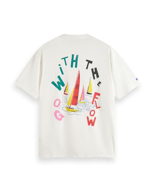 Scotch & Soda Blue 'Go With The Flow Printed T-Shirt for men