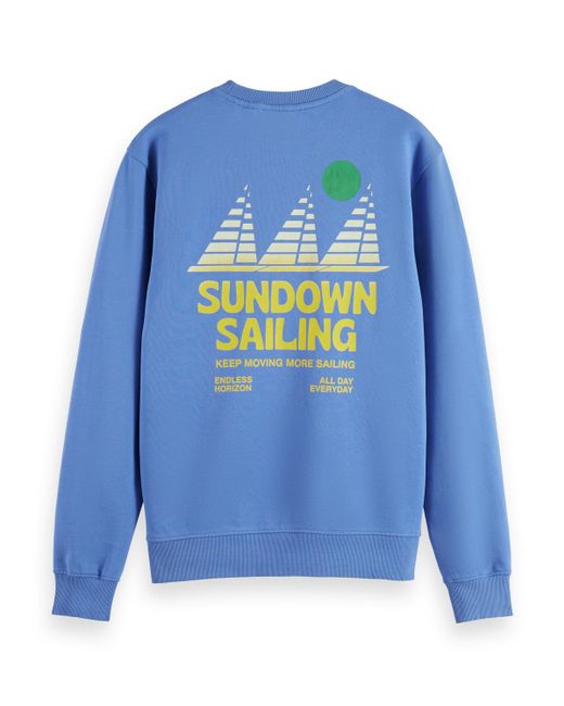 Scotch & Soda Blue Sundown Sailing Printed Sweatshirt for men