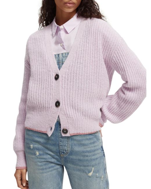 Scotch & Soda Multicolor Fuzzy Boxy-Fit Knitted Cardigan