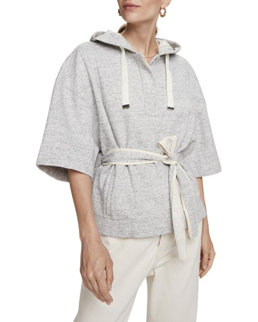 Scotch & Soda Gray 100% Cotton Short Sleeve Poncho-Style Sweatshirt