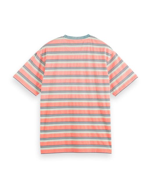 Scotch & Soda Pink 'Yarn Dye Stripe Pocket T-Shirt for men