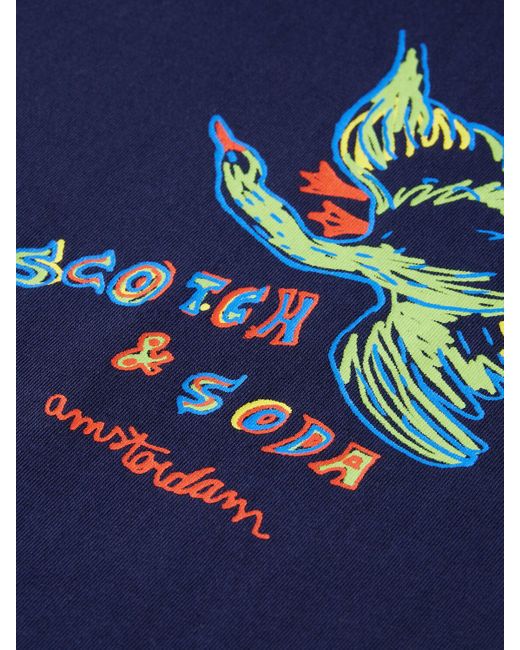 Scotch & Soda Blue 'Swan Printed T-Shirt for men