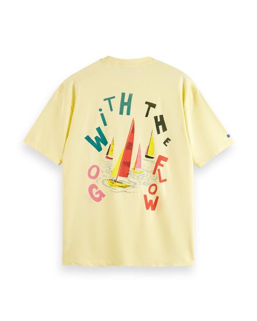 Scotch & Soda Yellow 'Go With The Flow Printed T-Shirt for men