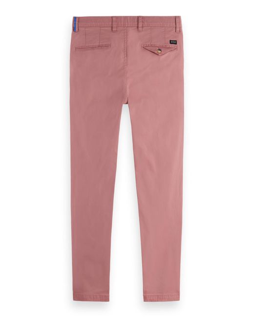 Scotch & Soda Pink Essential Mott Stretch Cotton Twill Chino Pants for men