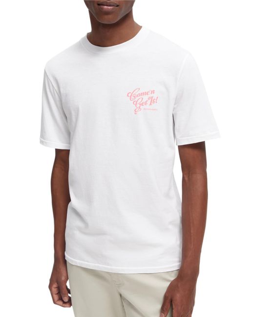Scotch & Soda White Graphic Crewneck T-Shirt for men