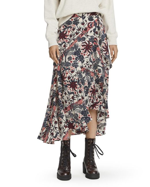 Scotch & Soda Multicolor 'Floral Print Warp Around Midi Skirt