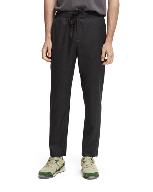 Scotch & Soda Black The Fave Regular Tapered-Fit Twill Jogger Pants for men